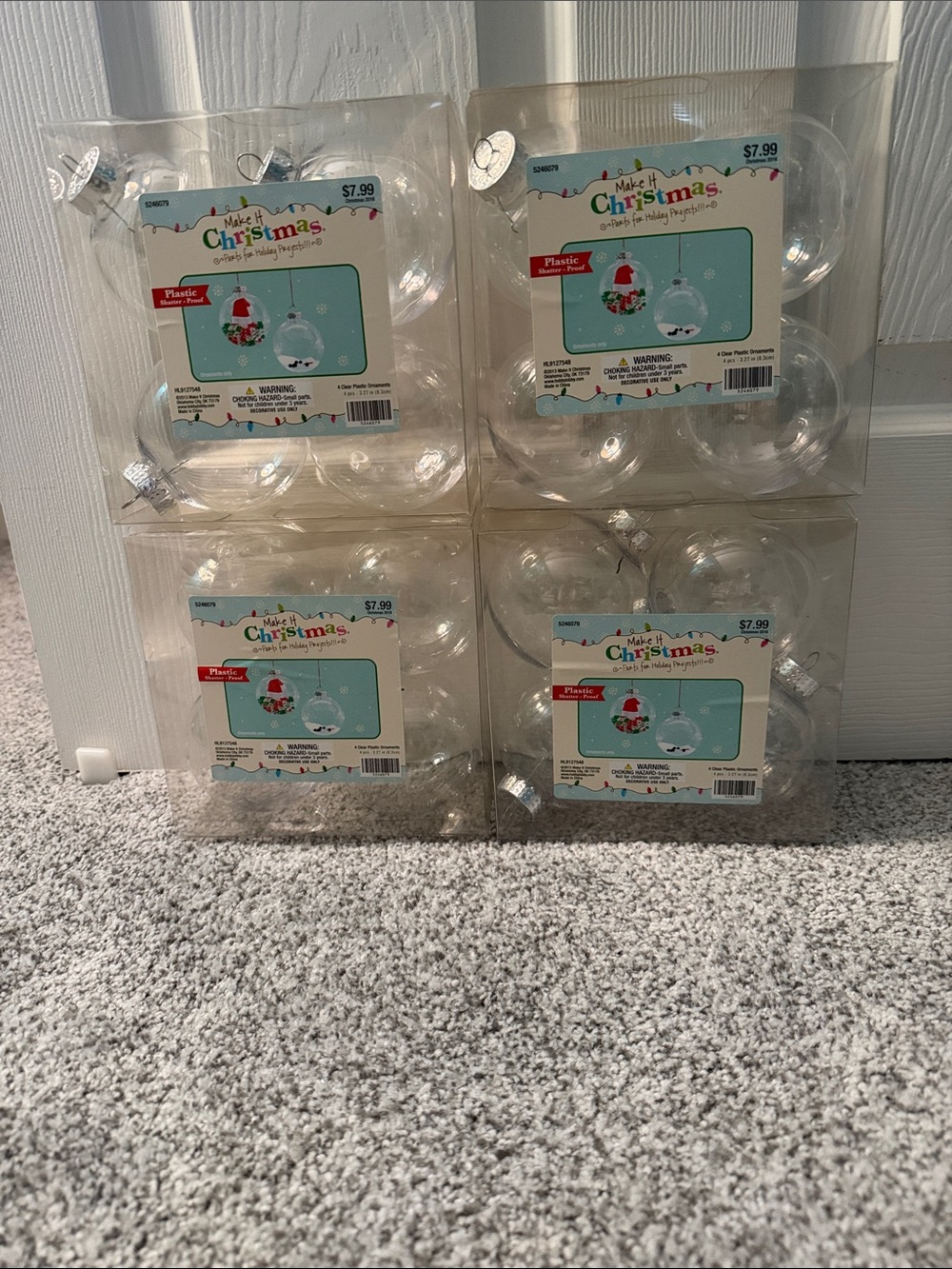 Clear Fillable Christmas Ornaments - Set of 4